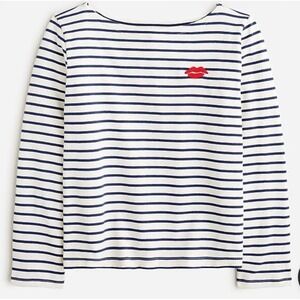 J.Crew Womens Navy Striped Mariner Lip Coastal Boatneck Top Classic Nautical M